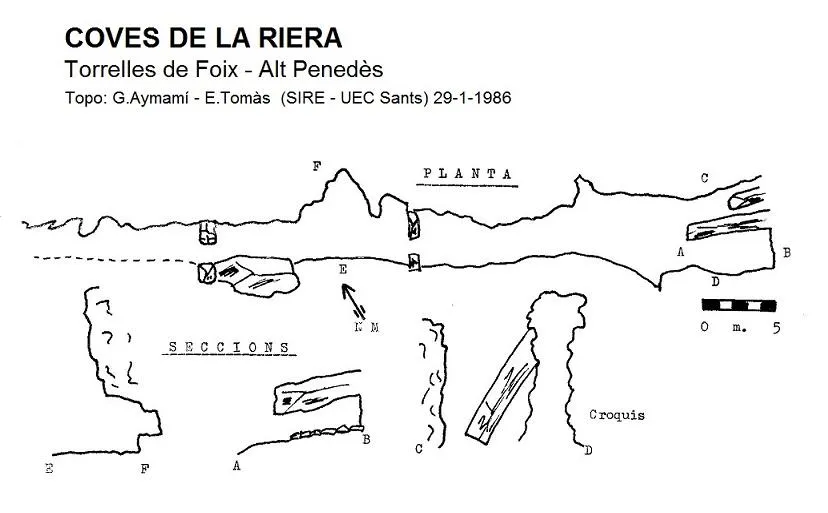 Coves de la Riera - Topografia, Torrelles de Foix, Alt Penedès