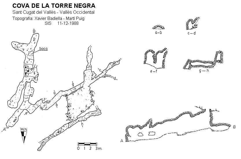 Cova de la Torre Negra - Topografie, Sant Cugat del Vallès, Vallès Occidental