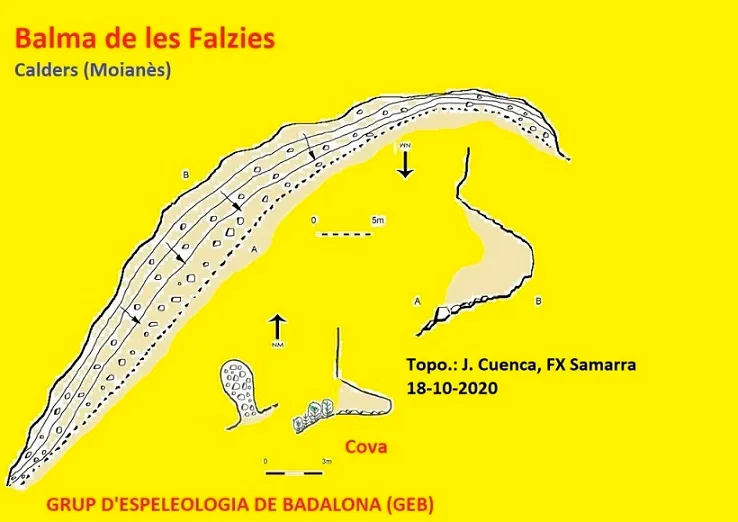 Balma I Cova de les Falzies - Topografia, Calders, Moianès