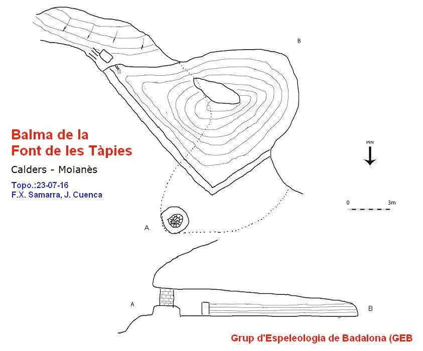 Balma de la Font de les Tàpies - Topografía, Calders, Moianès