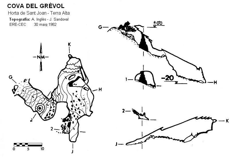 Cova del Grèvol - Topografia, Horta de Sant Joan, Terra Alta