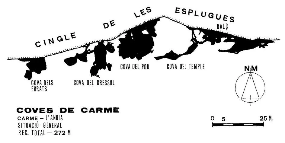 Cova dels Forats - Topografia, Carme, Anoia