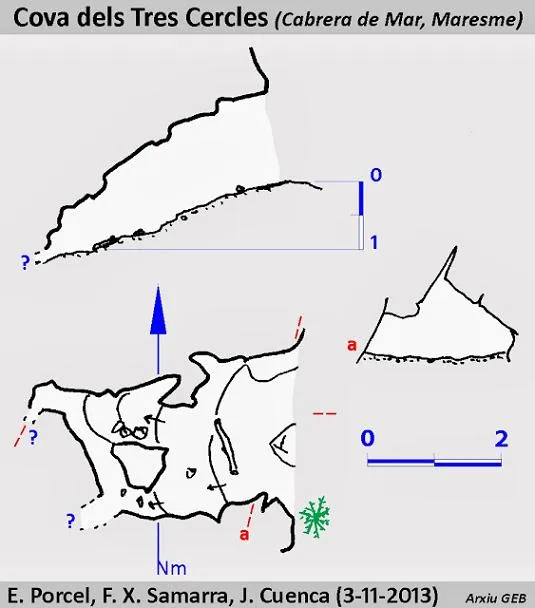 Cova dels Tres Cercles - Topografia, Cabrera de Mar, Maresme