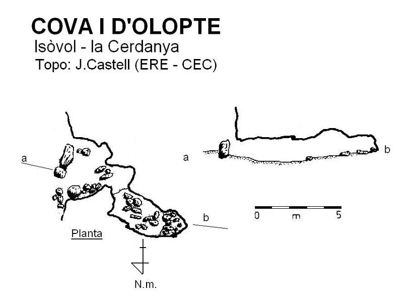 Cova I d'Olopte - Topografia, Isòvol, Cerdanya