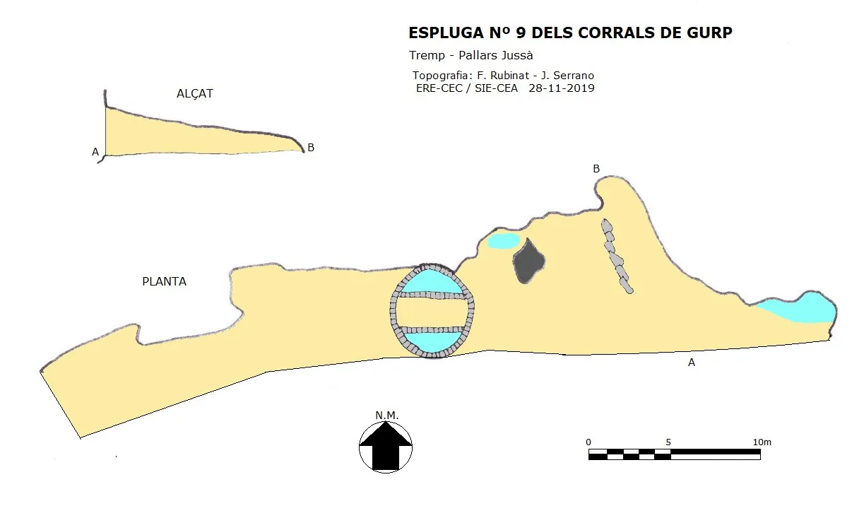 Espluga Nº9 dels Corrals de Gurp - Topografia, Tremp, Pallars Jussà