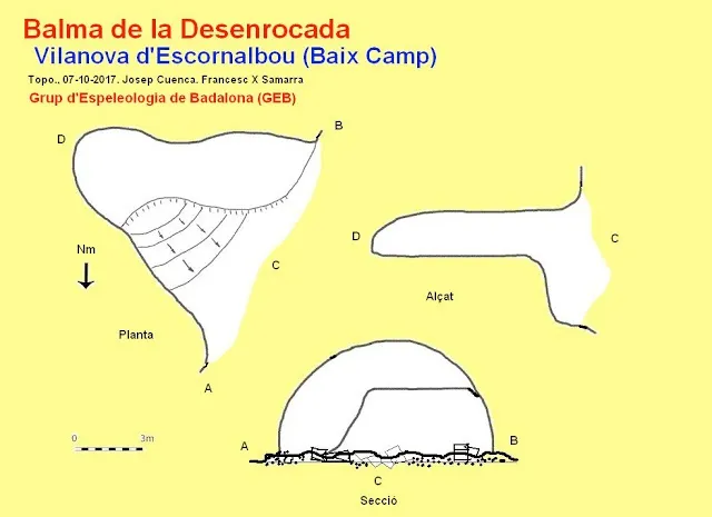 Balma de la Desenrocada - Topografia, Vilanova d'Escornalbou, Baix Camp