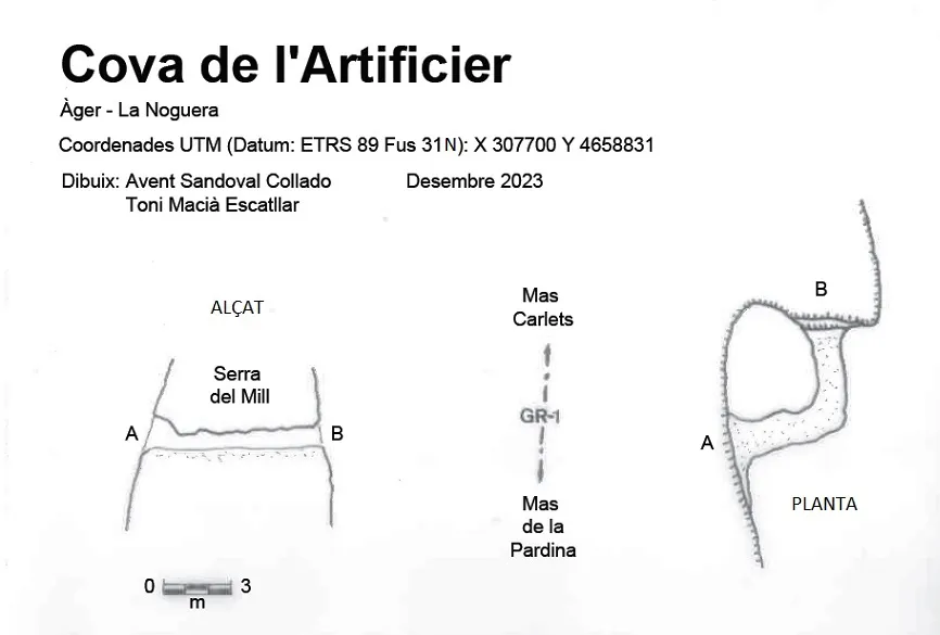 Cova de l'Artificier - Topography, Àger, Noguera